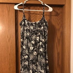 Spaghetti Strap Black and White Print Dress